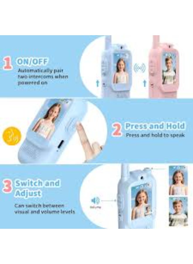 kids video Walky Talkiy toy Face-to-Face intercom Visual children Cartoon Pager 300M transmit distance Visible camera interphone Audio video call Photograph Walky Talky no need network outdoor communication 2 inches screen display Walkiy Talkiyes intercom for Parent-child interaction, birthday gifts, children toys - Image 3